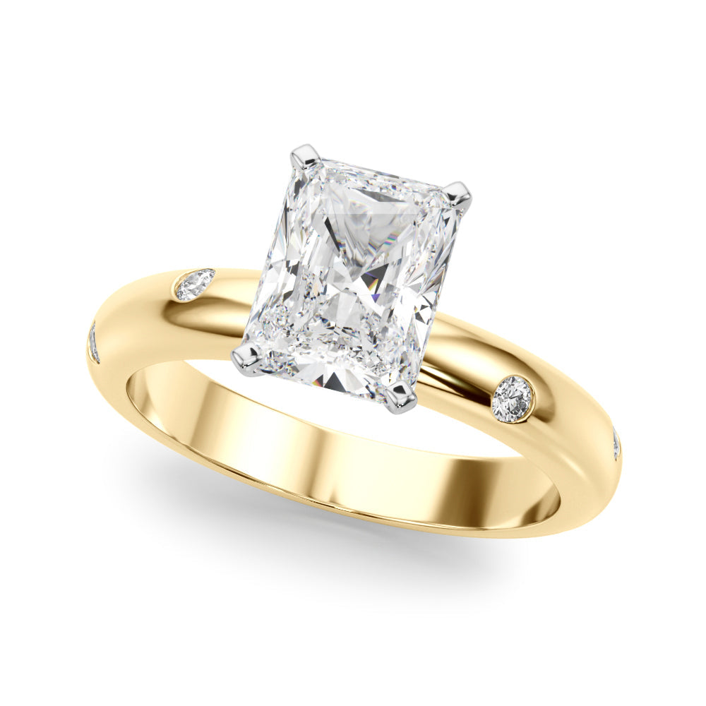 Lustrous Bands Straight Round Diamond Engagement Ring â€” 10K/14K Gold & Platinum