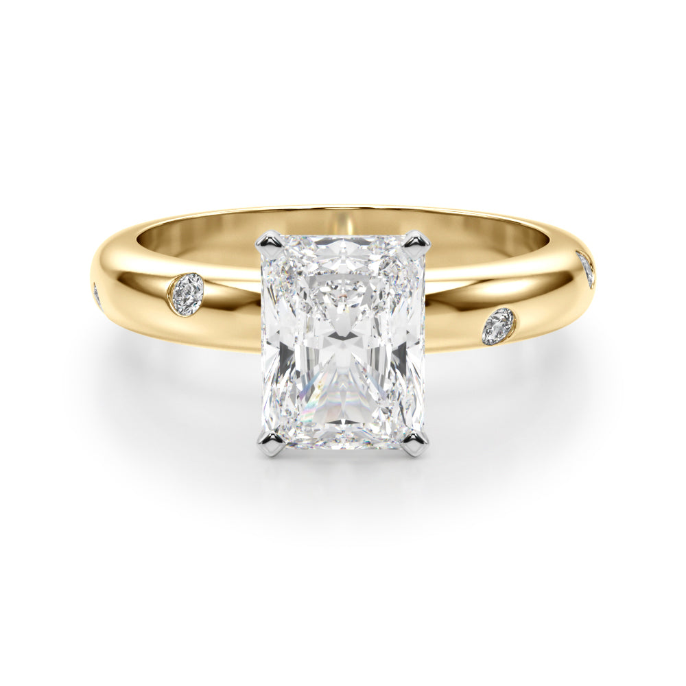 Lustrous Bands Straight Round Diamond Engagement Ring â€” 10K/14K Gold & Platinum