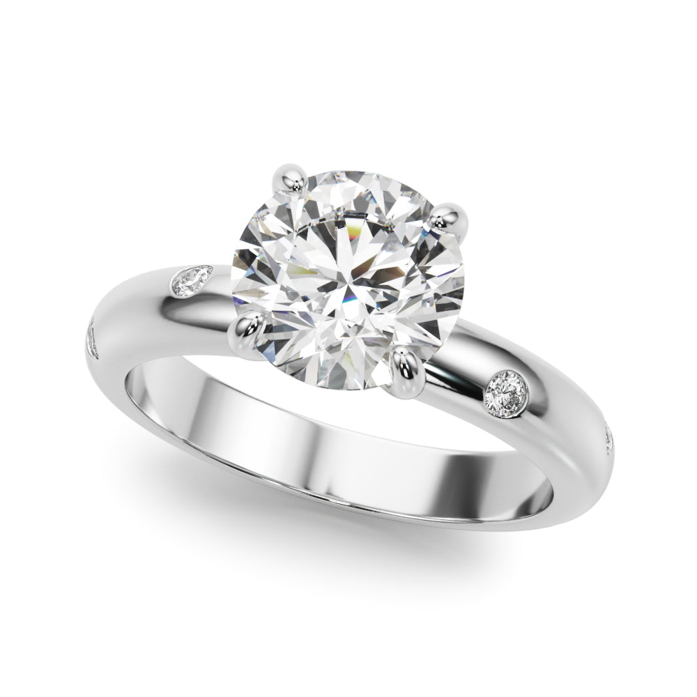 Opulent Bands Straight Round Diamond Engagement Ring â€” 10K/14K Gold & Platinum
