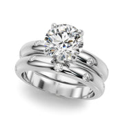 Opulent Bands Straight Round Diamond Engagement Ring â€” 10K/14K Gold & Platinum