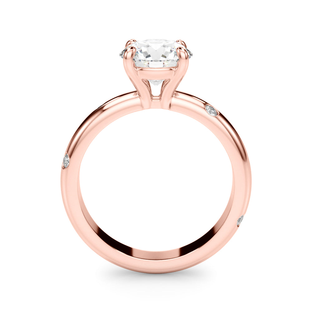 Opulent Bands Straight Round Diamond Engagement Ring â€” 10K/14K Gold & Platinum