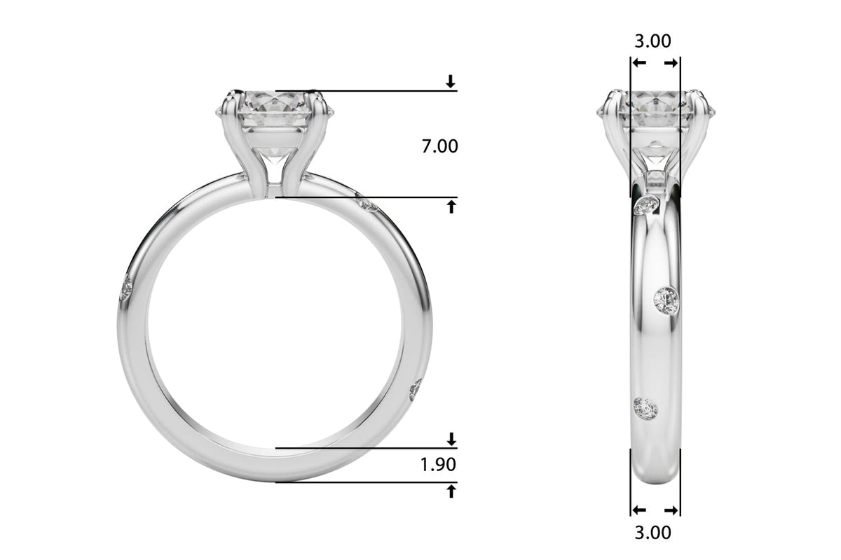 Opulent Bands Straight Round Diamond Engagement Ring â€” 10K/14K Gold & Platinum
