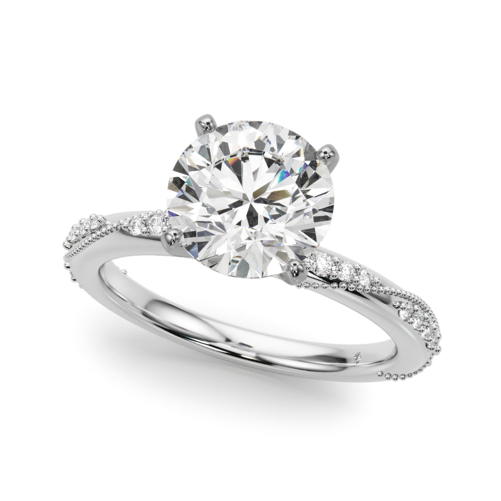 Celestial Sidestone Round Diamond Engagement Ring in 10K/14K gold and platinum with certified lab-grown or natural diamonds