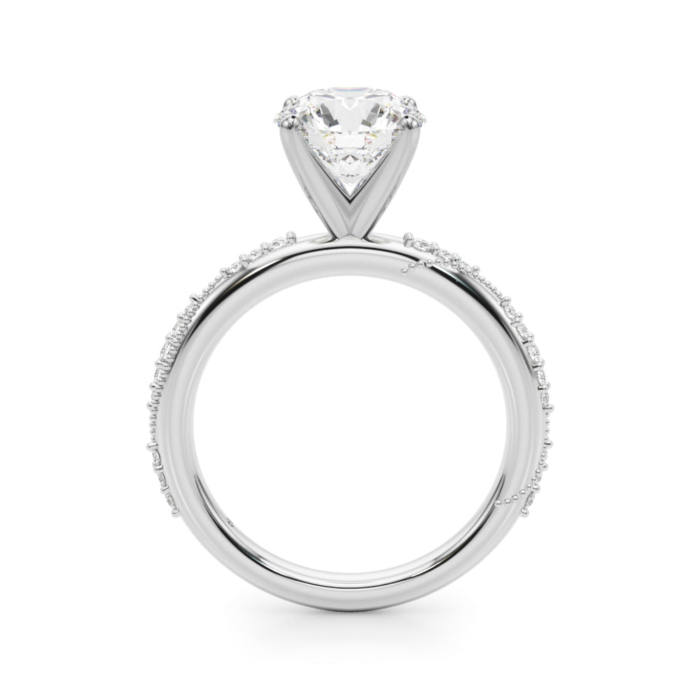 Celestial Sidestone Round Diamond Engagement Ring in 10K/14K gold and platinum with certified lab-grown or natural diamonds