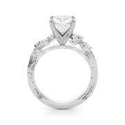 Crowned Center Round Diamond Engagement Ring â€” 10K/14K Gold & Platinum