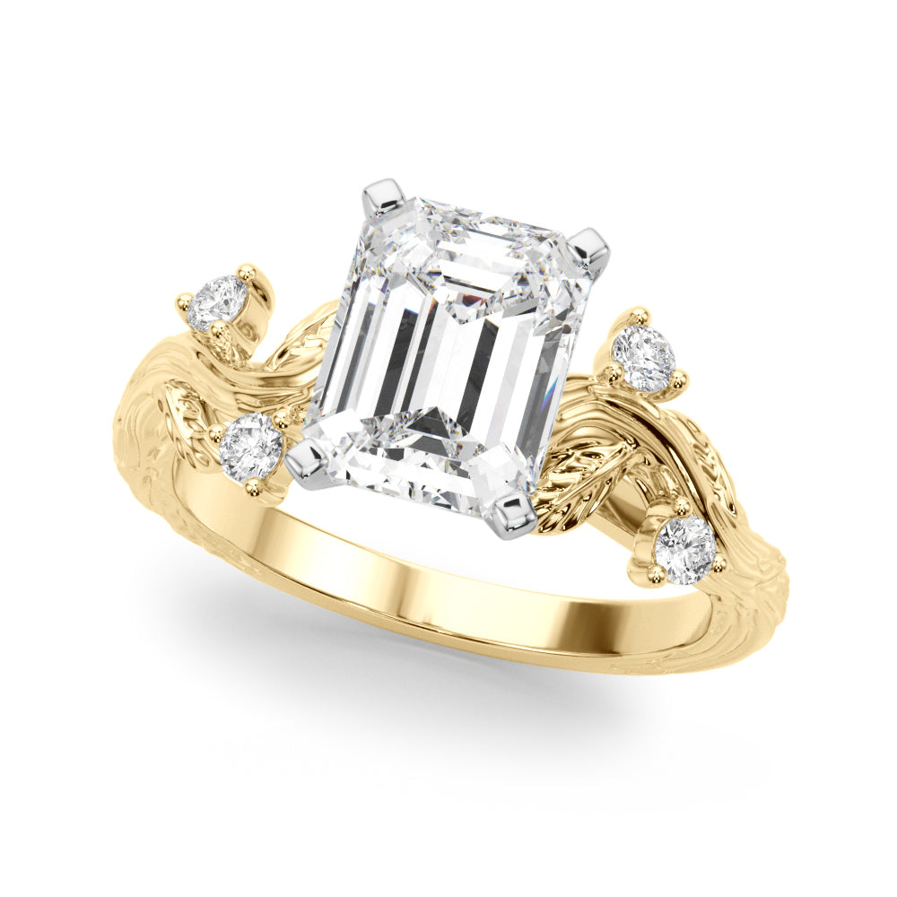 Crowned Center Round Diamond Engagement Ring â€” 10K/14K Gold & Platinum