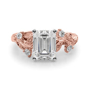 Crowned Center Round Diamond Engagement Ring â€” 10K/14K Gold & Platinum