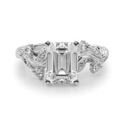 Crowned Center Round Diamond Engagement Ring â€” 10K/14K Gold & Platinum