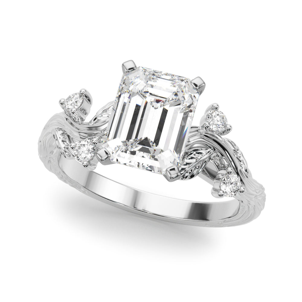 Crowned Center Round Diamond Engagement Ring â€” 10K/14K Gold & Platinum