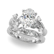 Crowned Center Round Diamond Engagement Ring â€” 10K/14K Gold & Platinum