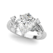 Crowned Center Round Diamond Engagement Ring in 10K/14K gold and platinum with certified lab-grown or natural diamonds