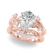 Crowned Center Round Diamond Engagement Ring â€” 10K/14K Gold & Platinum