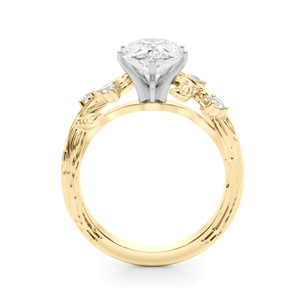 Crowned Center Round Diamond Engagement Ring â€” 10K/14K Gold & Platinum