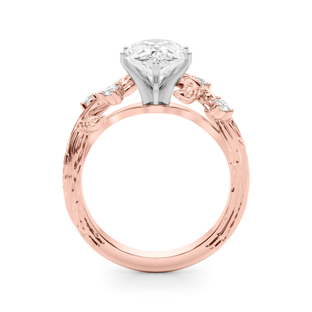 Crowned Center Round Diamond Engagement Ring â€” 10K/14K Gold & Platinum