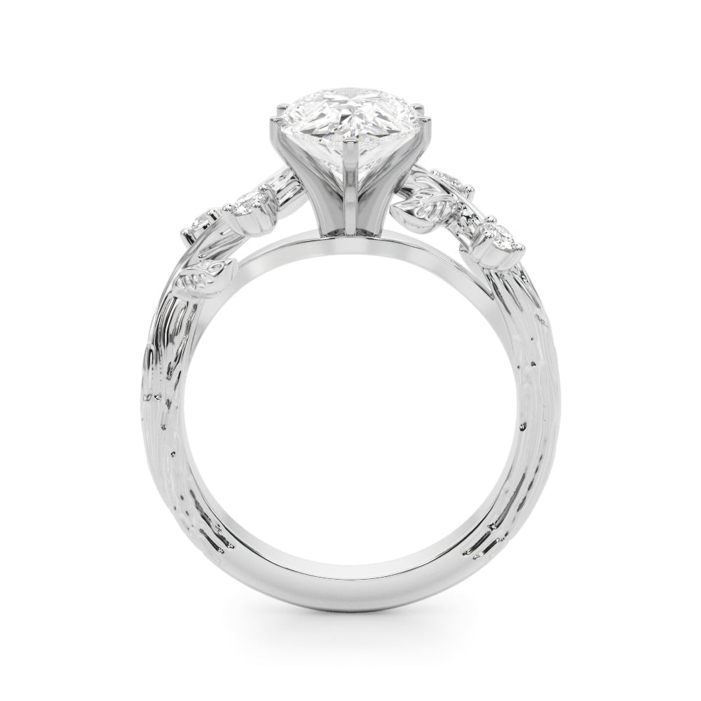 Crowned Center Round Diamond Engagement Ring â€” 10K/14K Gold & Platinum