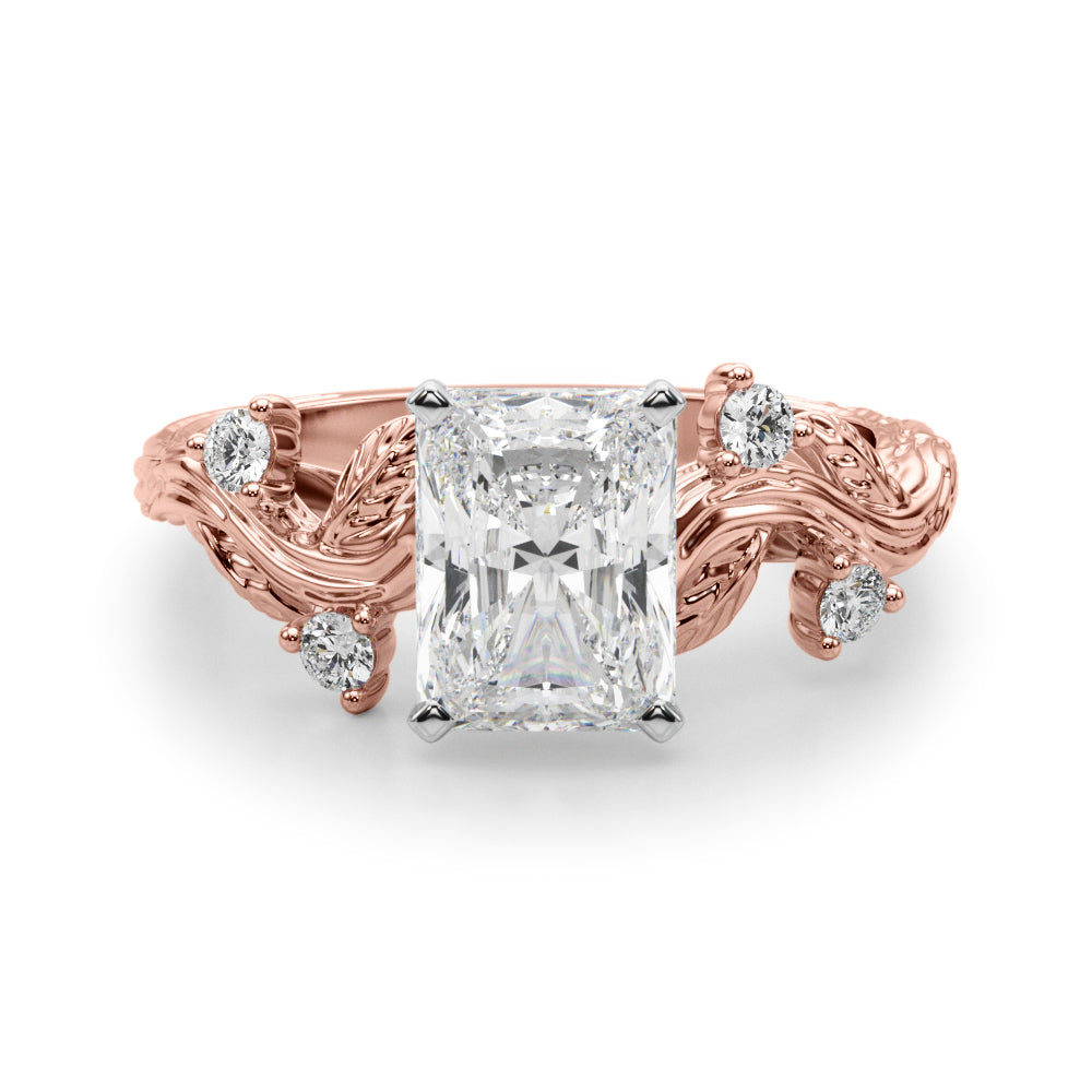 Crowned Center Round Diamond Engagement Ring â€” 10K/14K Gold & Platinum