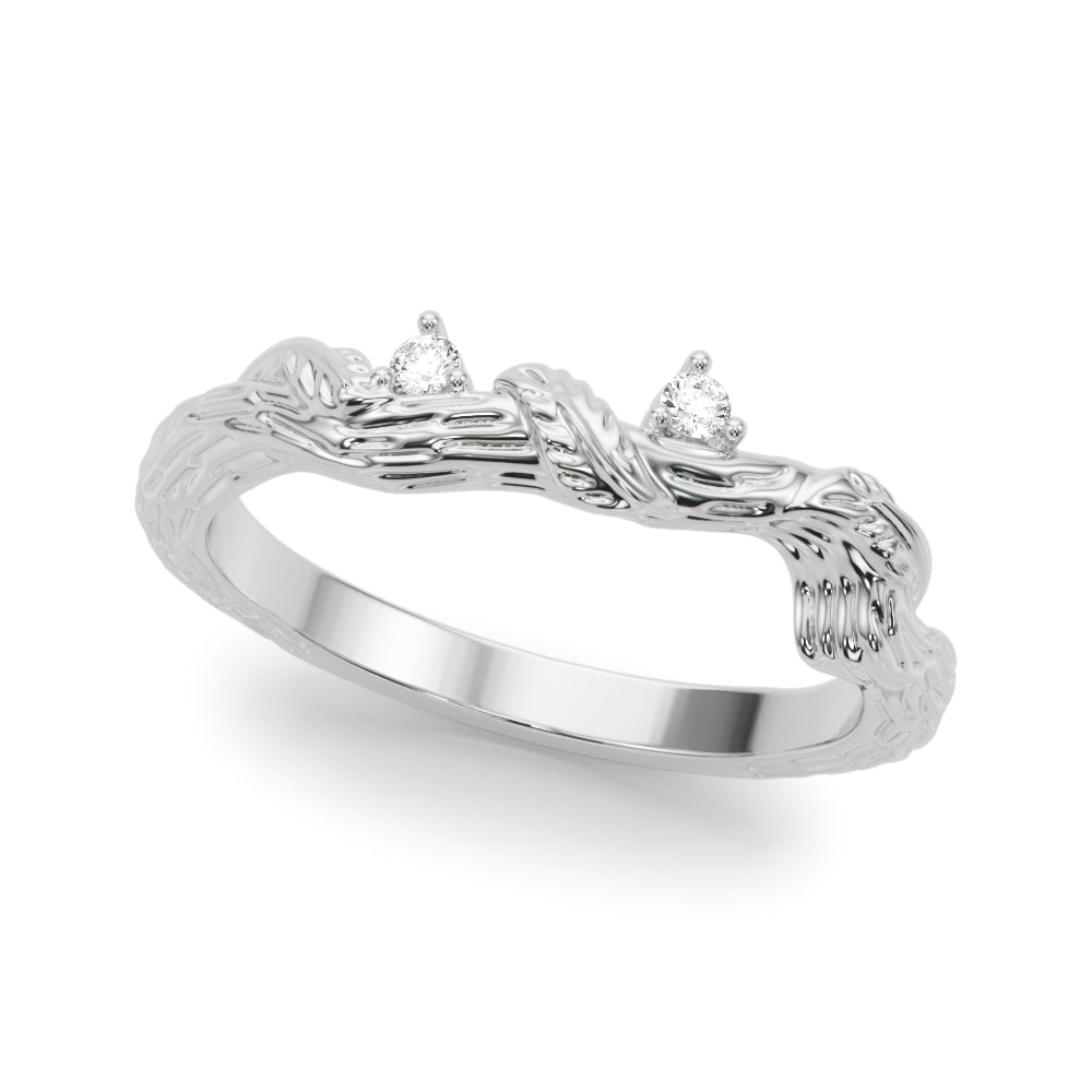 Accented Nature-Inspired Half Eternity Ring in Gold & Platinum