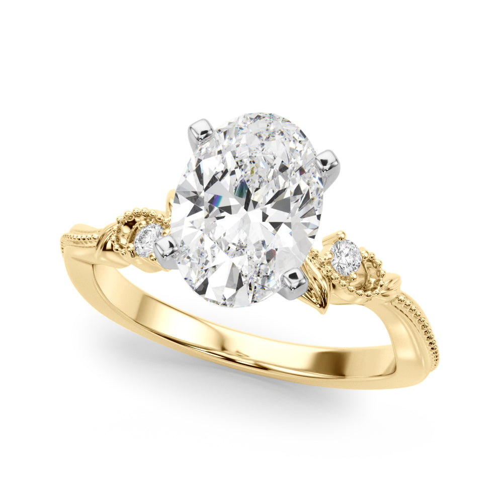 Graceful Center Engagement Ring Oval Diamond Engagement Ring â€” 10K/14K Gold & Platinum