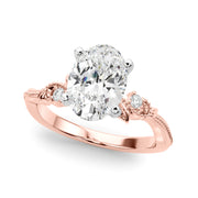 Graceful Center Engagement Ring Oval Diamond Engagement Ring â€” 10K/14K Gold & Platinum