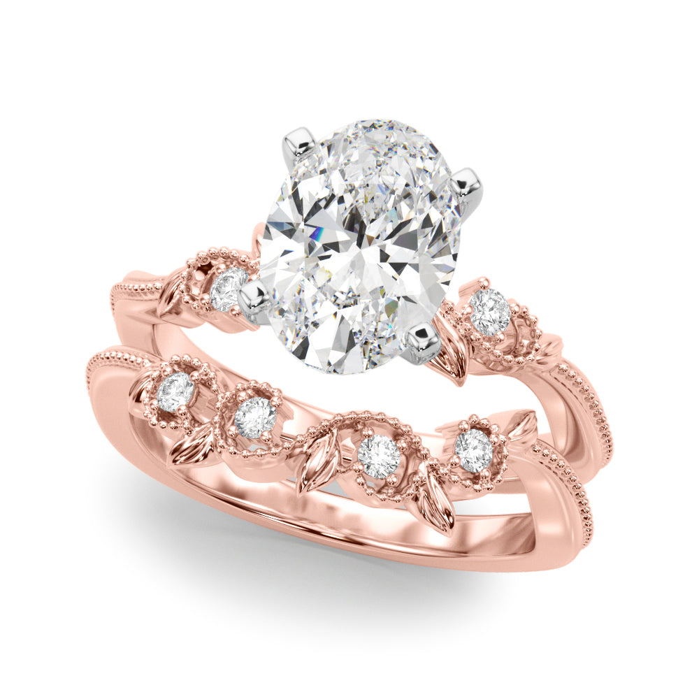 Graceful Center Engagement Ring Oval Diamond Engagement Ring â€” 10K/14K Gold & Platinum