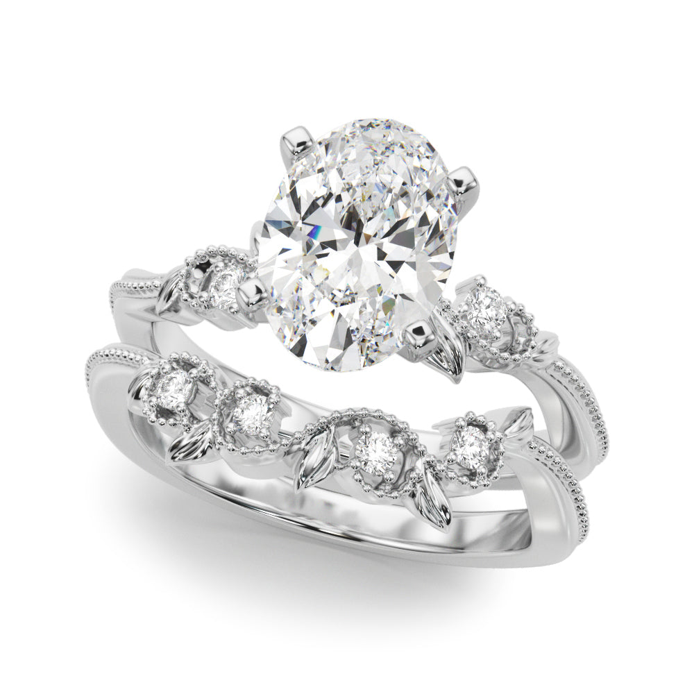 Graceful Center Engagement Ring Oval Diamond Engagement Ring â€” 10K/14K Gold & Platinum