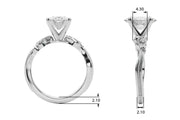 Graceful Center Engagement Ring Oval Diamond Engagement Ring â€” 10K/14K Gold & Platinum