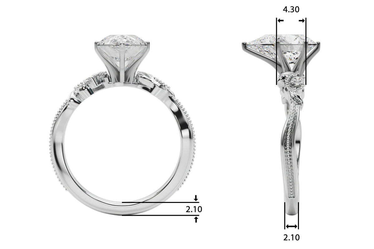 Graceful Center Engagement Ring Oval Diamond Engagement Ring â€” 10K/14K Gold & Platinum
