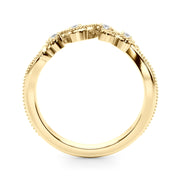 Nature-Inspired Milgrain Half Eternity Ring in Gold & Platinum