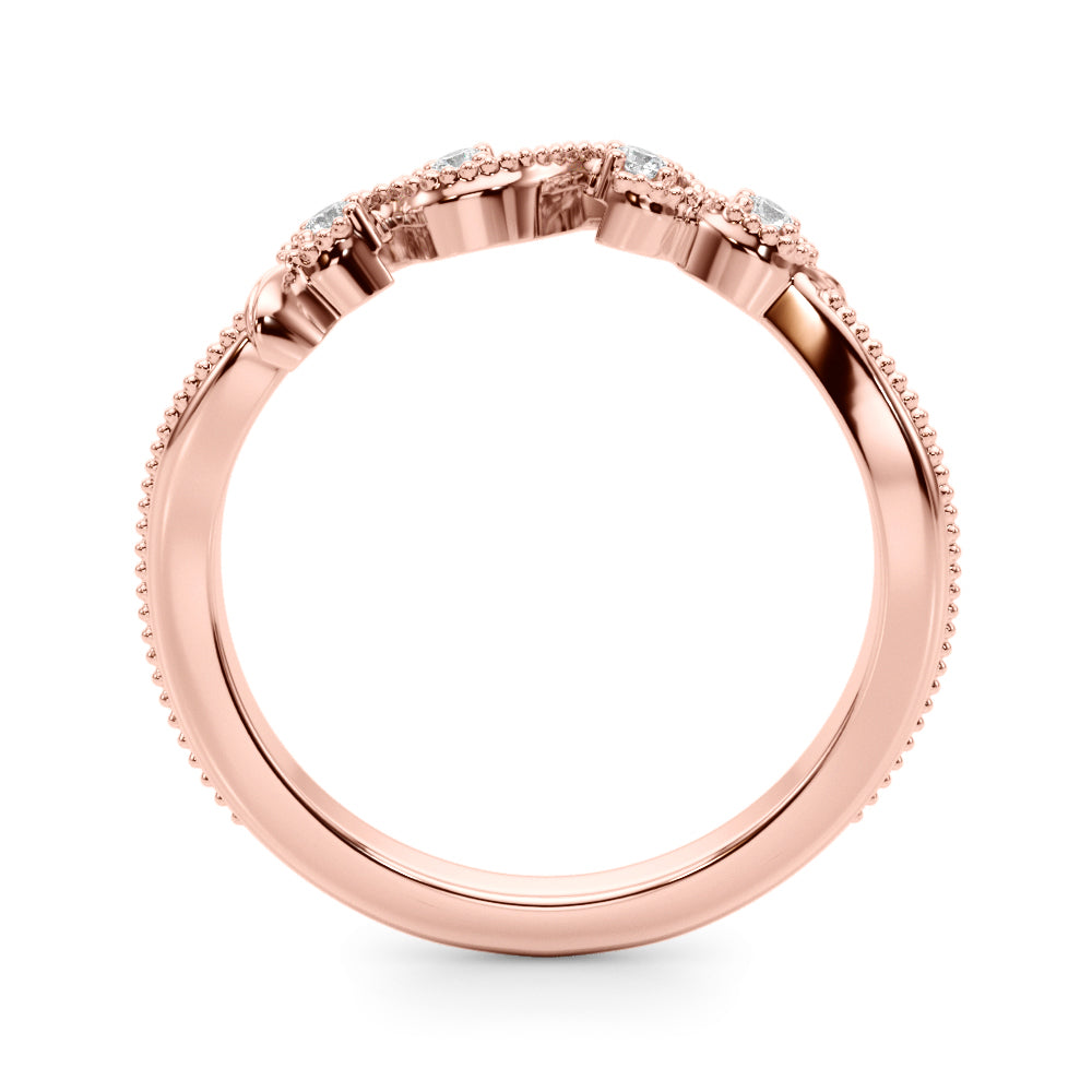 Nature-Inspired Milgrain Half Eternity Ring in Gold & Platinum