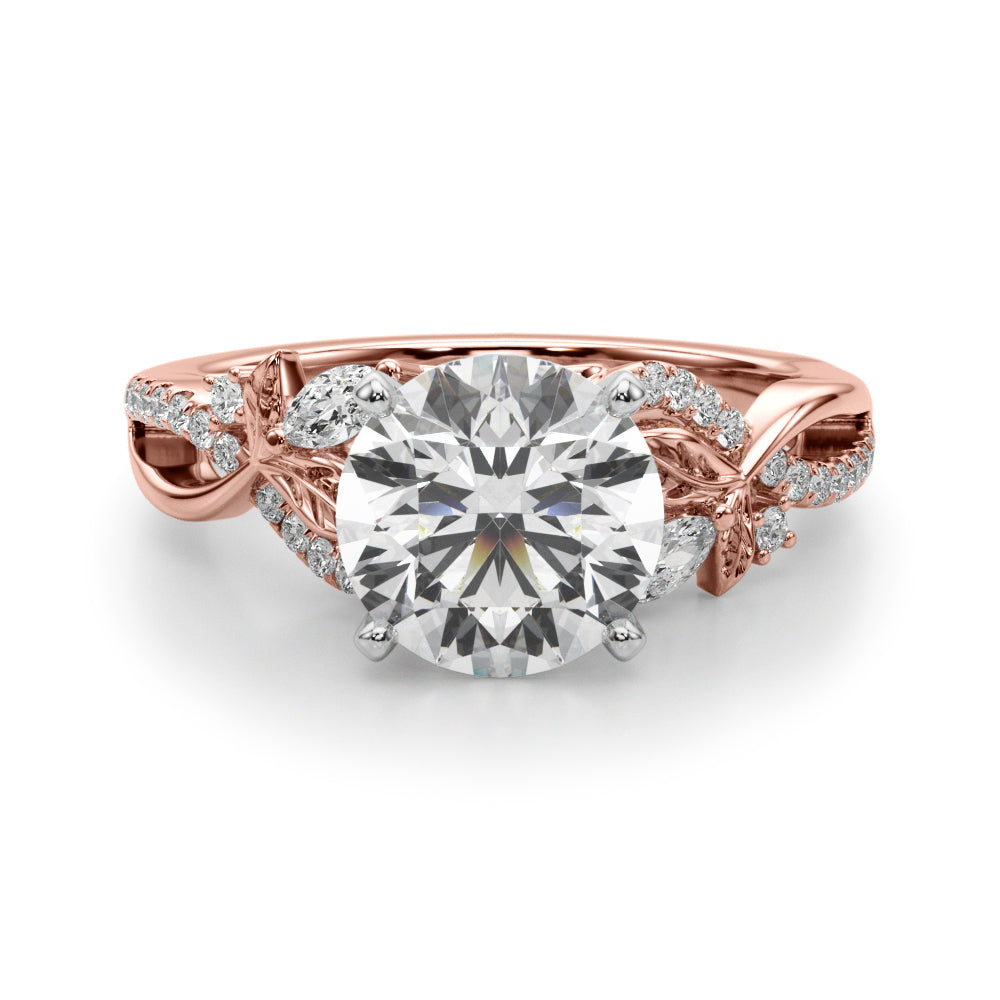 Statement Center Round Diamond Engagement Ring â€” 10K/14K Gold & Platinum