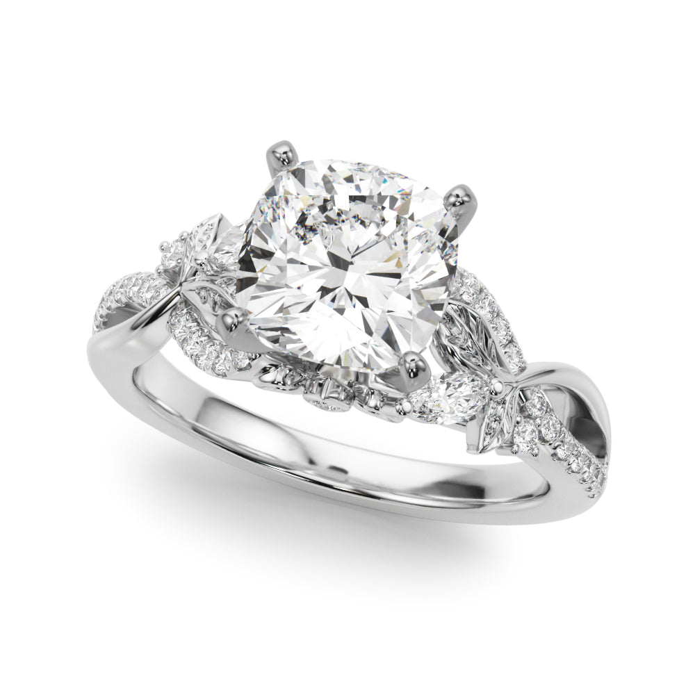 Statement Center Round Diamond Engagement Ring â€” 10K/14K Gold & Platinum