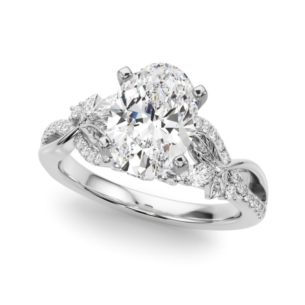 Statement Center Round Diamond Engagement Ring â€” 10K/14K Gold & Platinum