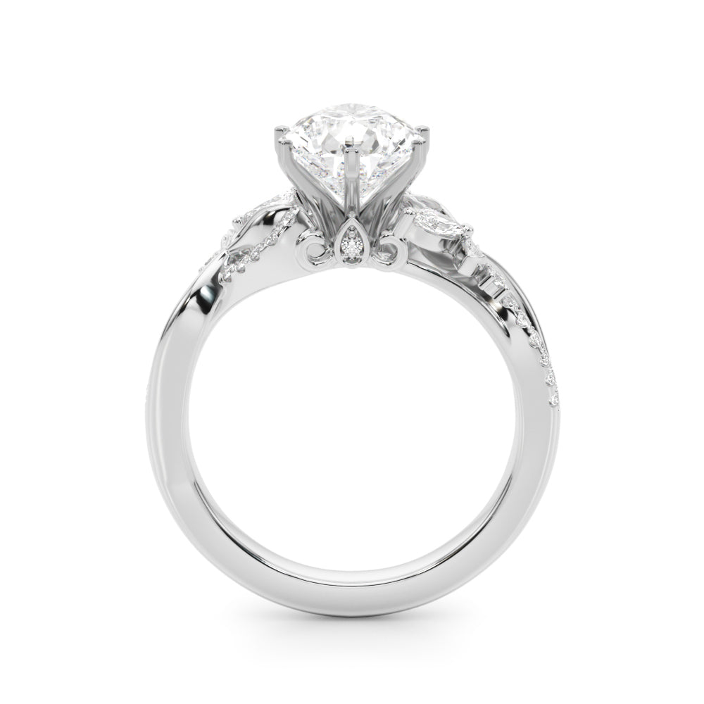 Statement Center Round Diamond Engagement Ring â€” 10K/14K Gold & Platinum