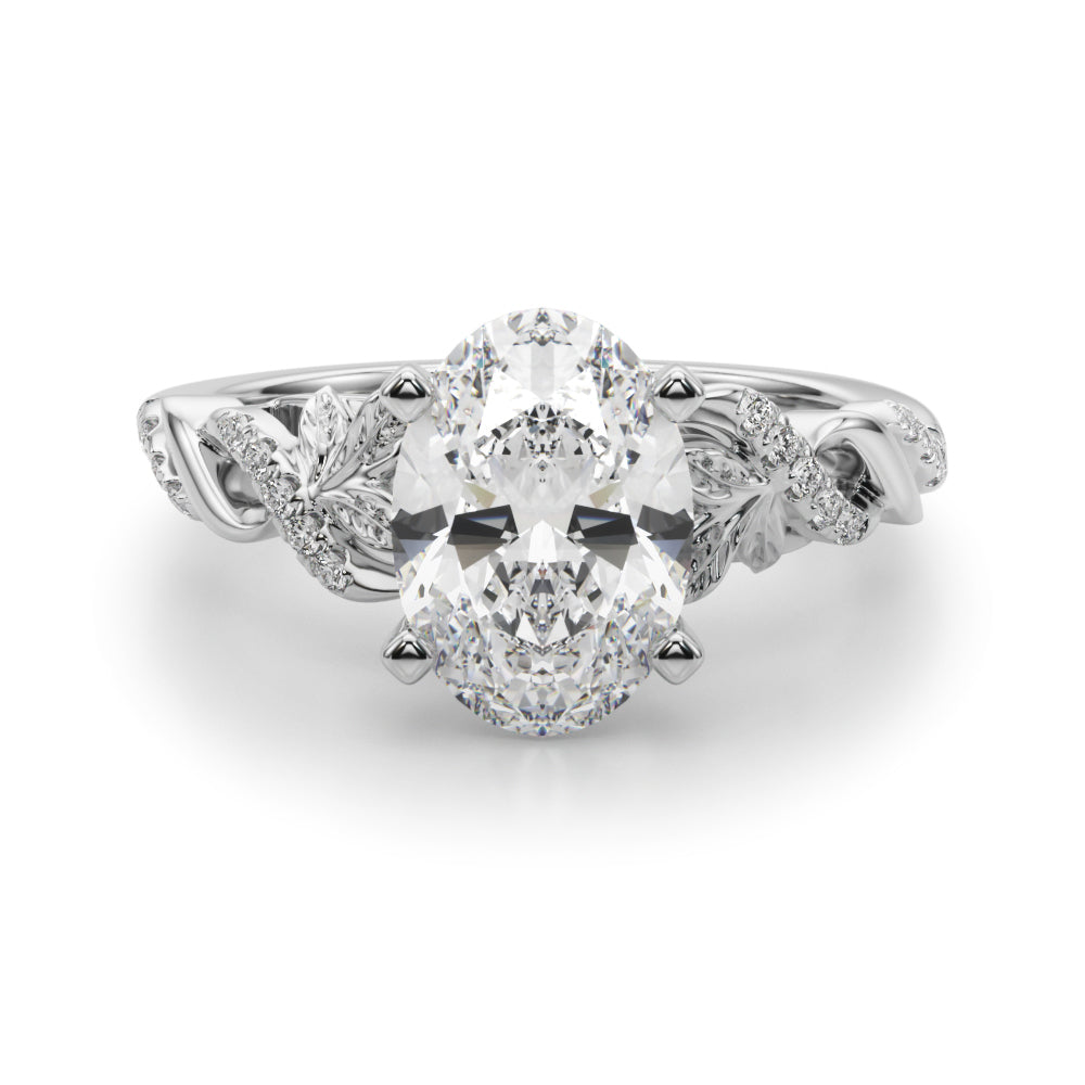 Dazzling Center Oval Diamond Engagement Ring â€” 10K/14K Gold & Platinum