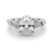 Dazzling Center Oval Diamond Engagement Ring â€” 10K/14K Gold & Platinum
