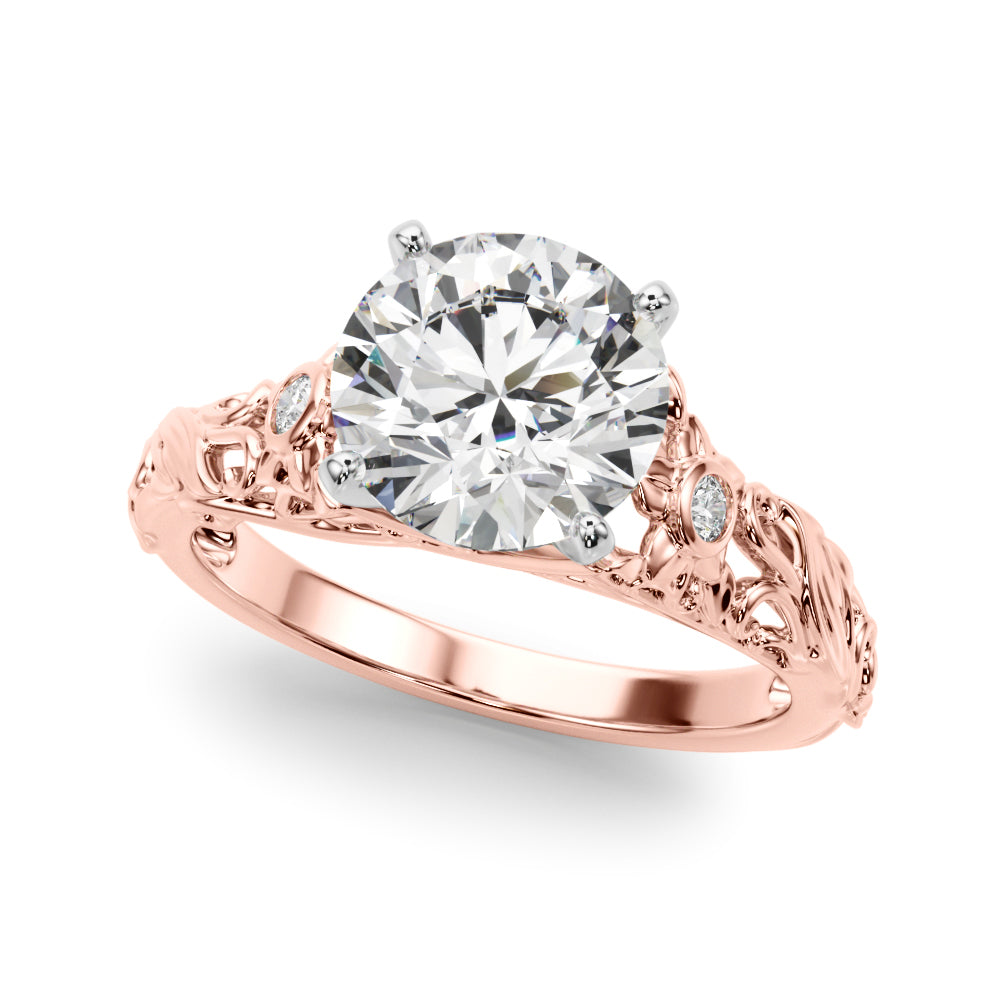 Splendid Center Round Diamond Engagement Ring in 10K/14K gold and platinum with certified lab-grown or natural diamonds