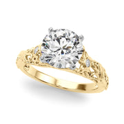 Splendid Center Round Diamond Engagement Ring in 10K/14K gold and platinum with certified lab-grown or natural diamonds