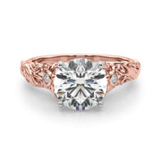 Splendid Center Round Diamond Engagement Ring in 10K/14K gold and platinum with certified lab-grown or natural diamonds