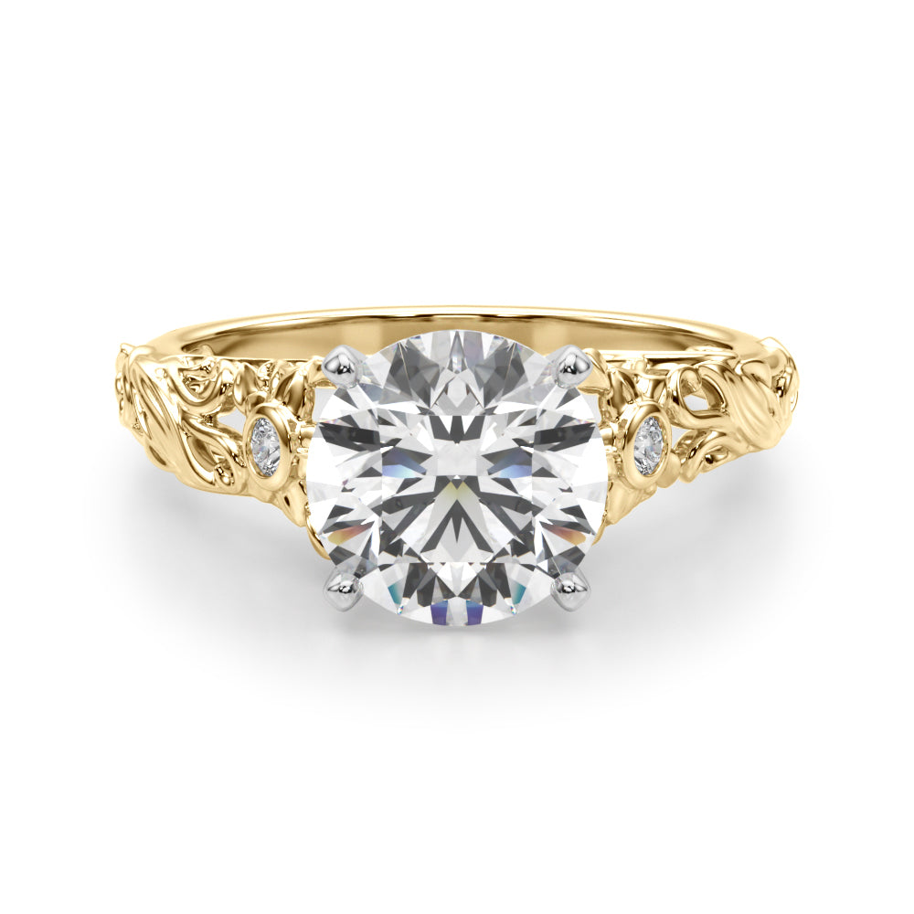 Splendid Center Round Diamond Engagement Ring in 10K/14K gold and platinum with certified lab-grown or natural diamonds
