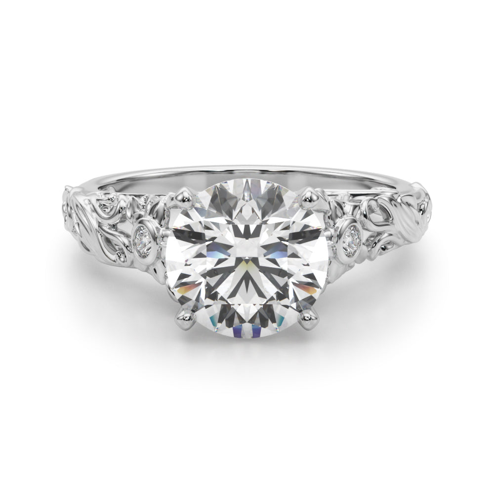 Splendid Center Round Diamond Engagement Ring in 10K/14K gold and platinum with certified lab-grown or natural diamonds