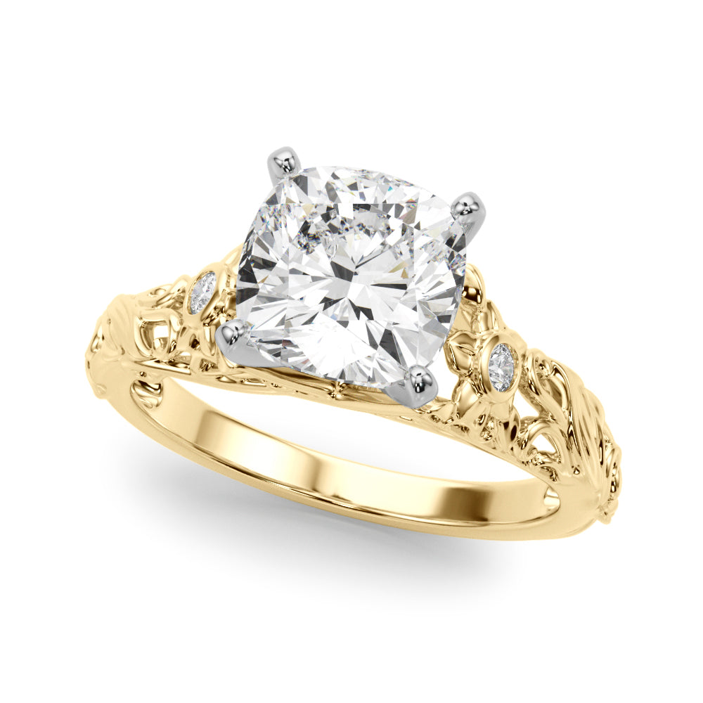 Splendid Center Round Diamond Engagement Ring in 10K/14K gold and platinum with certified lab-grown or natural diamonds