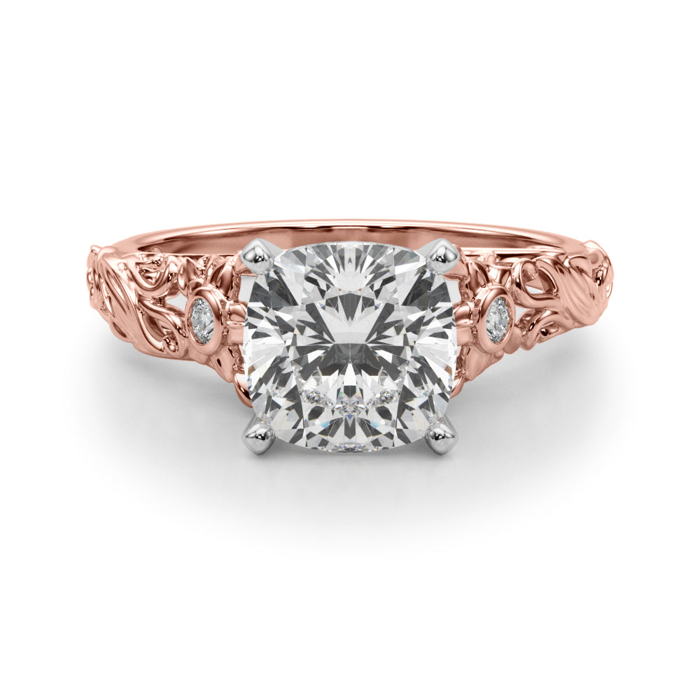 Splendid Center Round Diamond Engagement Ring in 10K/14K gold and platinum with certified lab-grown or natural diamonds