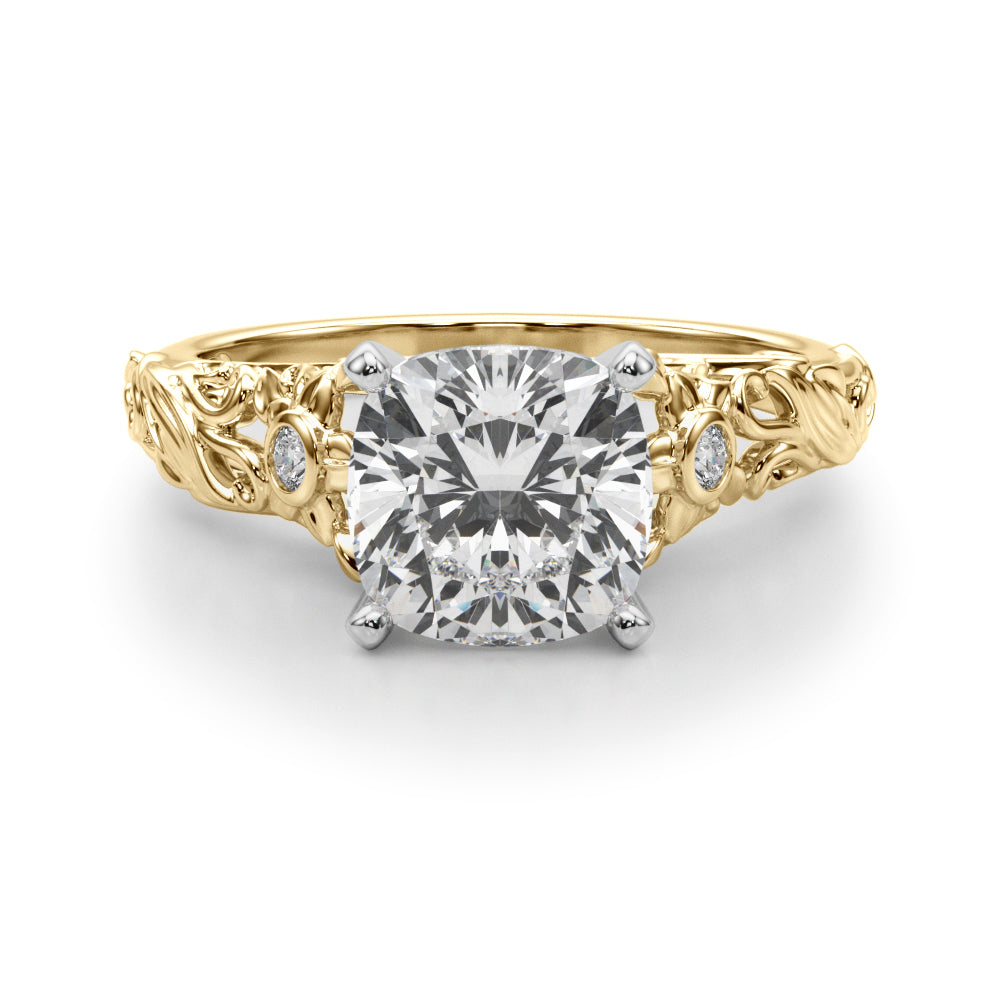 Splendid Center Round Diamond Engagement Ring in 10K/14K gold and platinum with certified lab-grown or natural diamonds