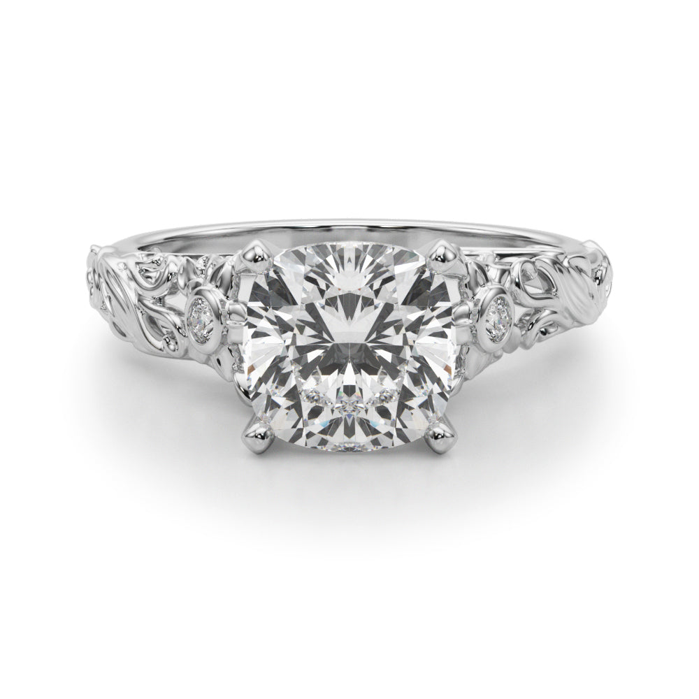 Splendid Center Round Diamond Engagement Ring in 10K/14K gold and platinum with certified lab-grown or natural diamonds