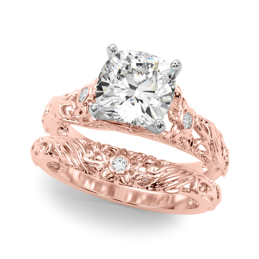 Splendid Center Round Diamond Engagement Ring in 10K/14K gold and platinum with certified lab-grown or natural diamonds