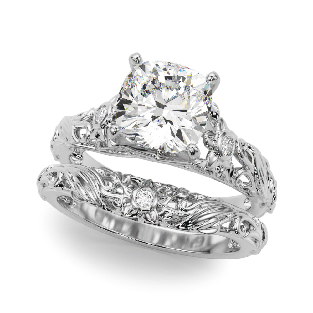 Splendid Center Round Diamond Engagement Ring in 10K/14K gold and platinum with certified lab-grown or natural diamonds