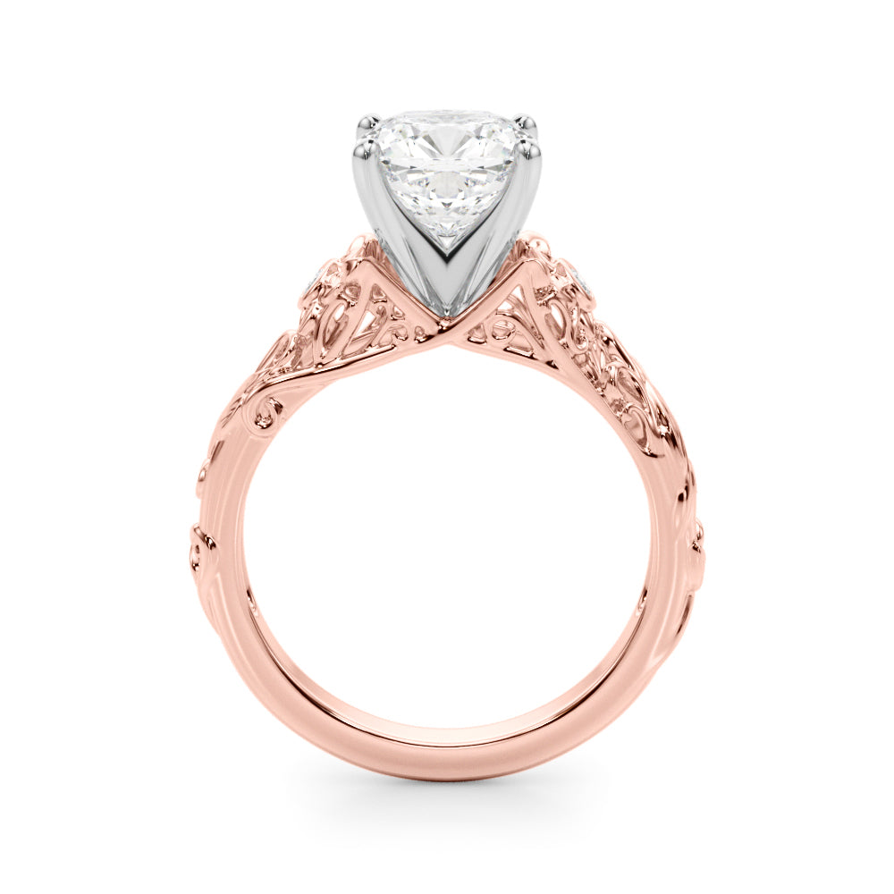 Splendid Center Round Diamond Engagement Ring in 10K/14K gold and platinum with certified lab-grown or natural diamonds
