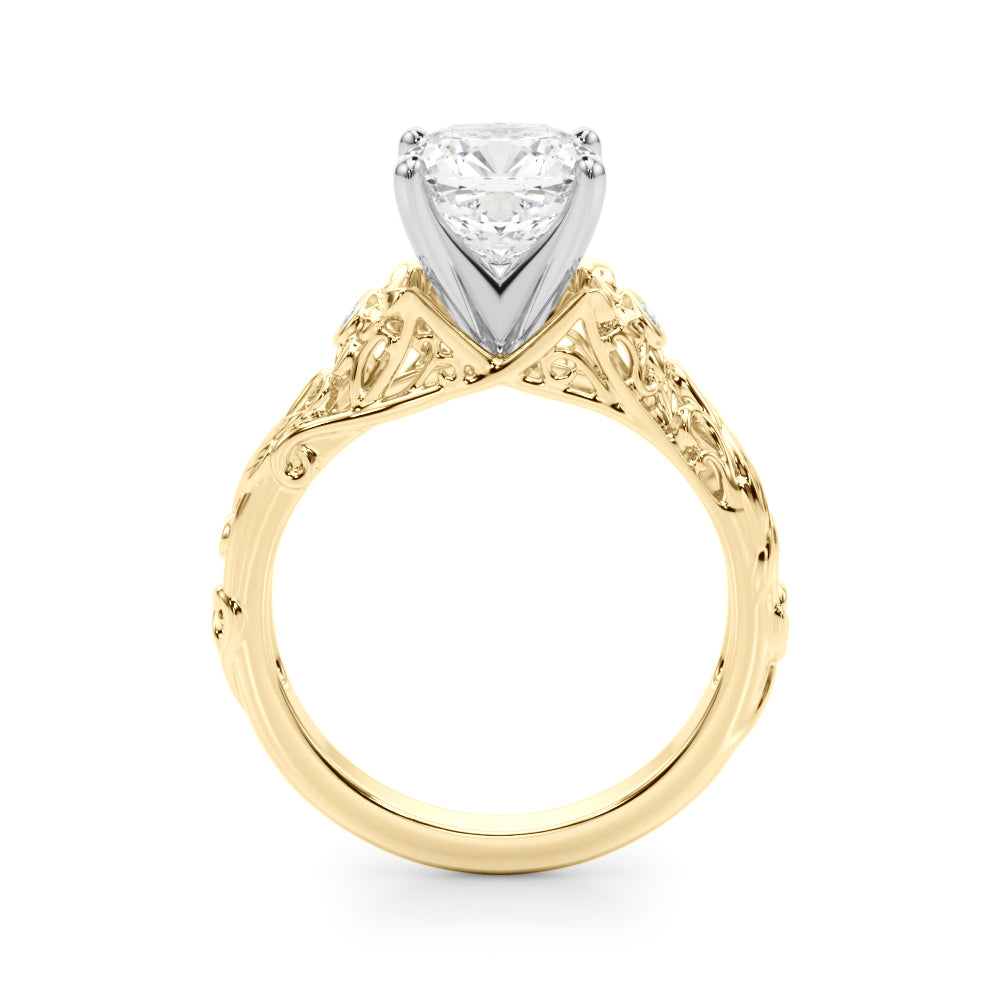 Splendid Center Round Diamond Engagement Ring in 10K/14K gold and platinum with certified lab-grown or natural diamonds