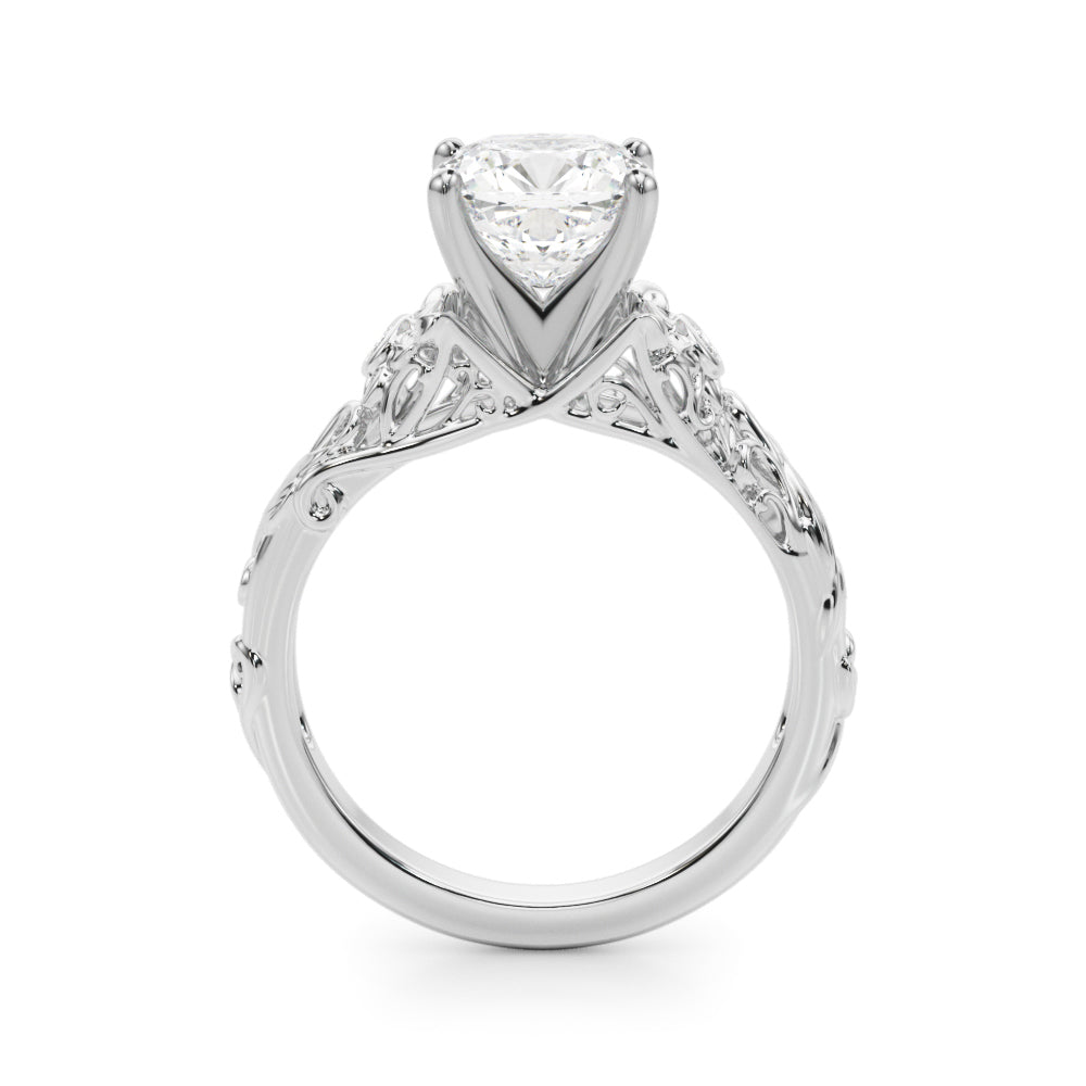 Splendid Center Round Diamond Engagement Ring in 10K/14K gold and platinum with certified lab-grown or natural diamonds
