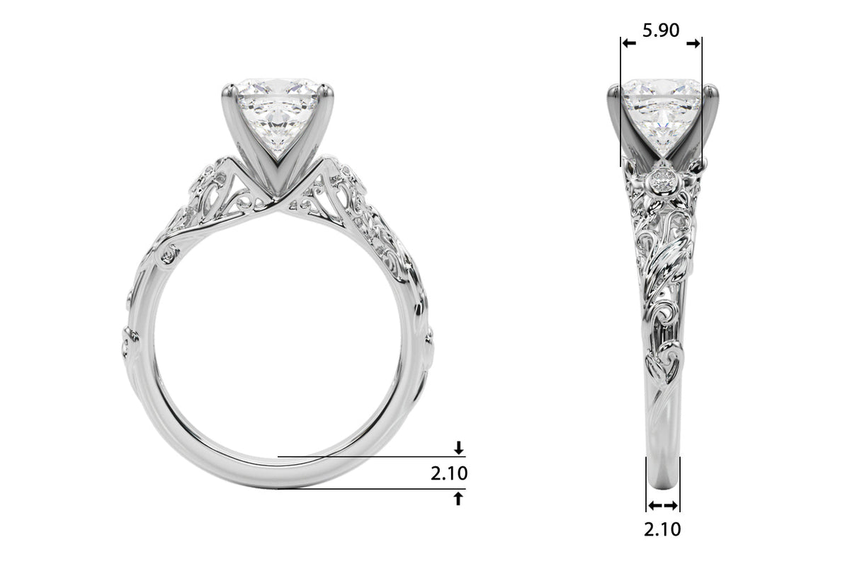 Splendid Center Round Diamond Engagement Ring in 10K/14K gold and platinum with certified lab-grown or natural diamonds